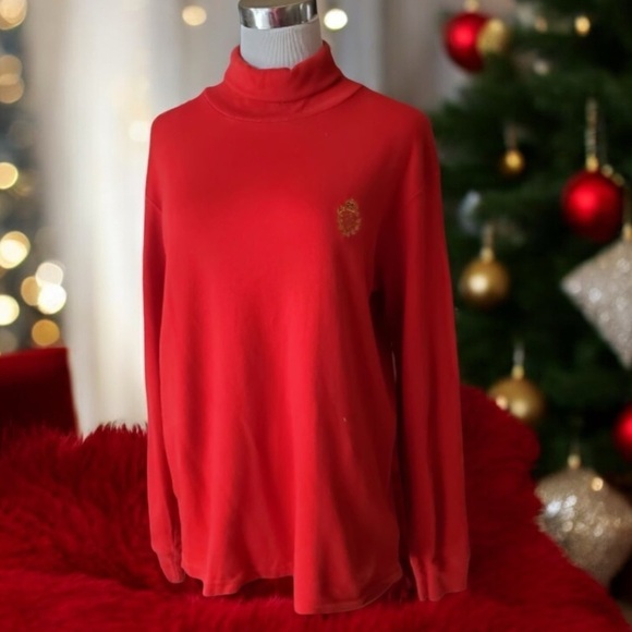 LAUREN RALPH LAUREN Signature Red Turtleneck Jersey X-LARGE Preppy Gorpcore EUC - Picture 10 of 10